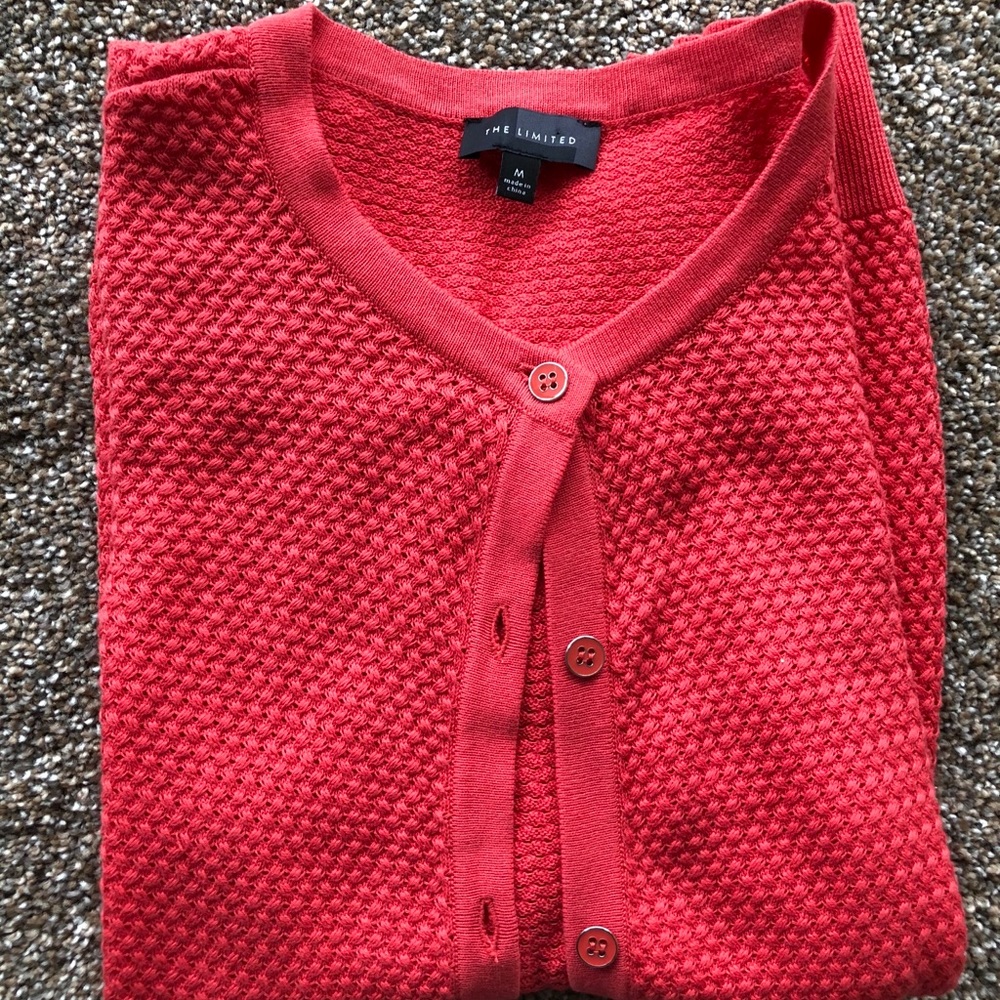 The Limited tangerine color button down sweater
